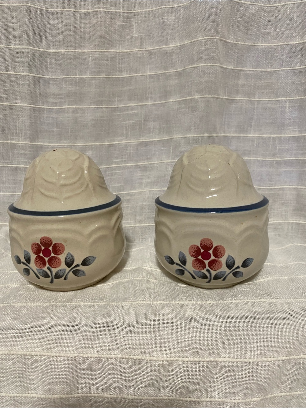 Vintage Ceramic Red Floral Salt and Pepper Shaker Set